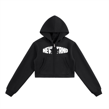 Women Essential Cropped Zip-Up Hoodie