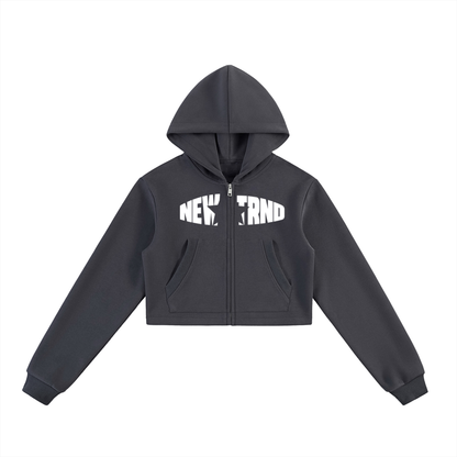 Women Essential Cropped Zip-Up Hoodie