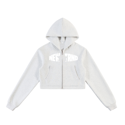 Women Essential Cropped Zip-Up Hoodie